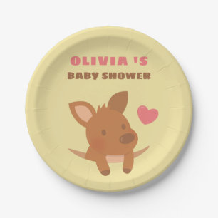 Cute Joey Kangaroo Baby Shower Paper Plates