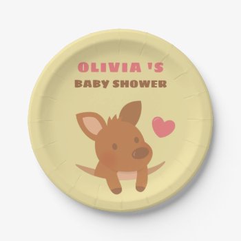 Cute Joey Kangaroo Baby Shower Paper Plates by RustyDoodle at Zazzle