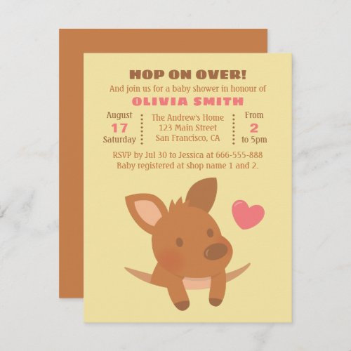 Cute Joey  Kangaroo Baby Shower Party Invitations