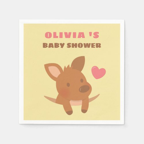Cute Joey Kangaroo Baby Shower Party Paper Napkins