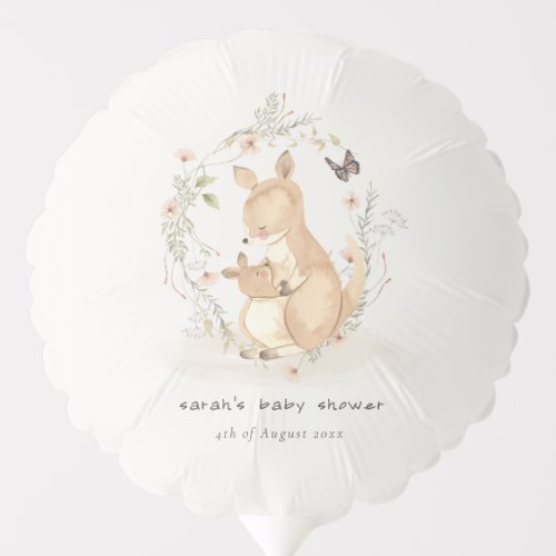 Cute Joey Mama Kangaroo Floral Wreath Baby Shower Balloon