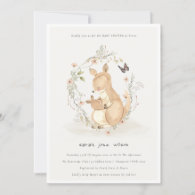 Cute Joey Mama Kangaroo Floral Wreath Baby Shower Invitation