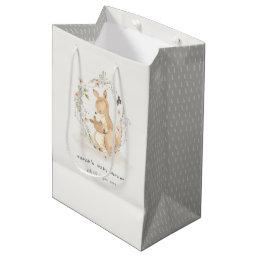 Cute Joey Mama Kangaroo Floral Wreath Baby Shower Medium Gift Bag