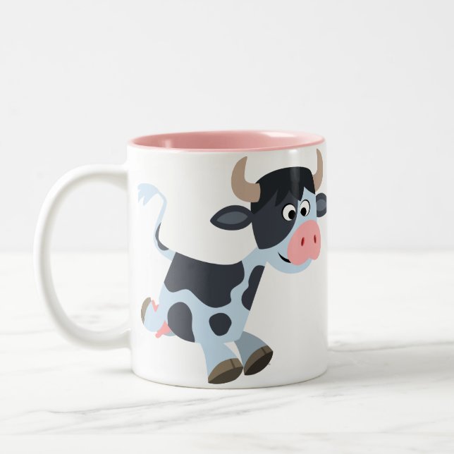 Cute Jogging Cartoon Cow Mug (Left)