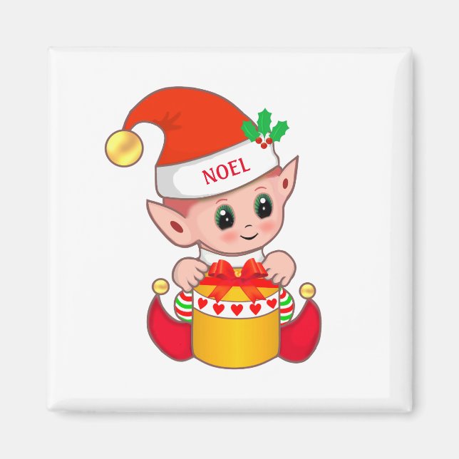 Cute jolly Christmas elf Magnet (Front)