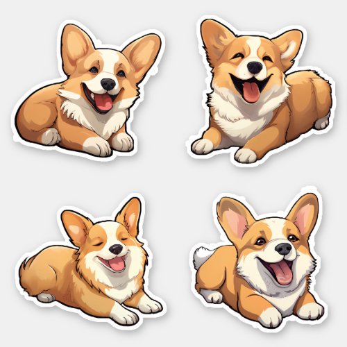 cute jolly corgi puppy dogs sticker