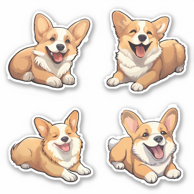 cute jolly corgi puppy dogs sticker (Front)