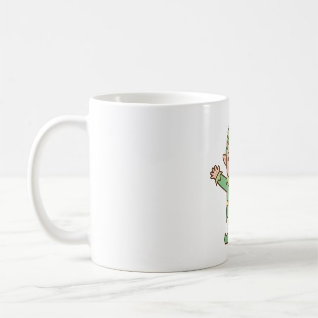 Cute Jolly Elf Doodle Coffee Mug (Left)