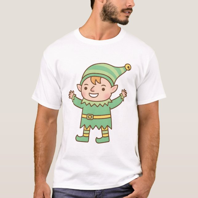 Cute Jolly Elf Doodle T-Shirt (Front)