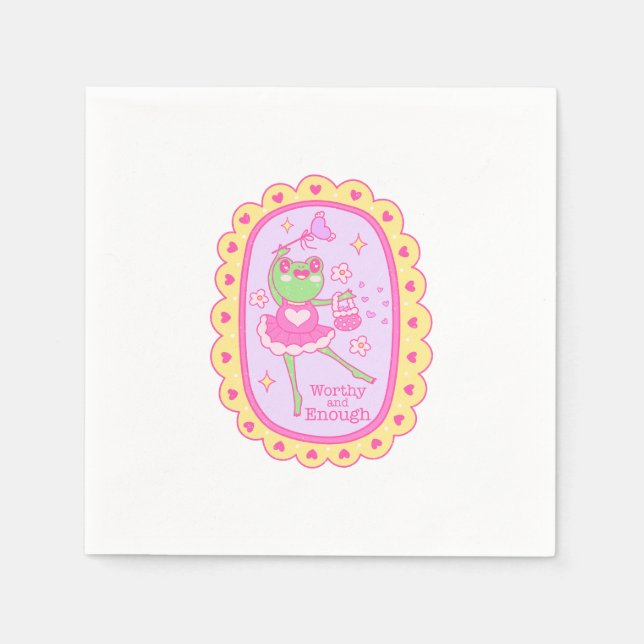 Cute Jolly Frog - Worthy and Enough Napkins (Front)