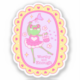 Cute Jolly Frog - Worthy and Enough Sticker