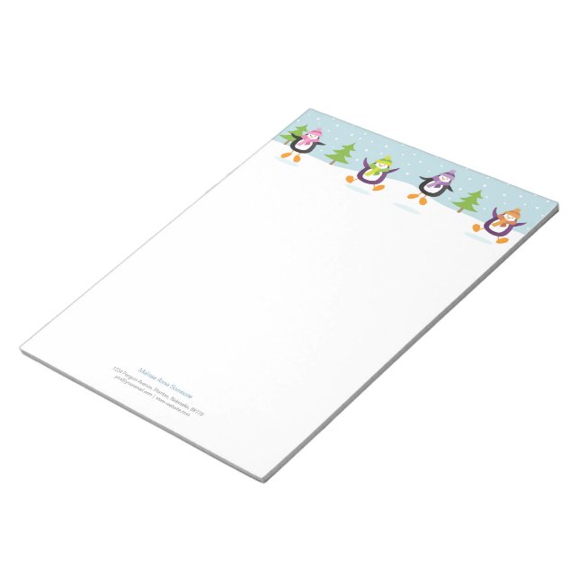 Cute Jolly Jumping Penguins Novelty Personalized Notepad (Angled)