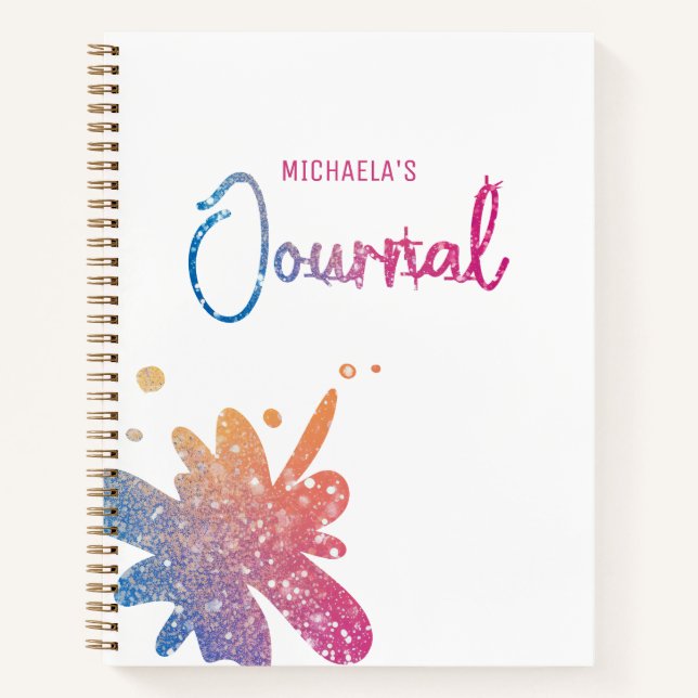 Cute Journal Glitter Splatter Notebook (Front)