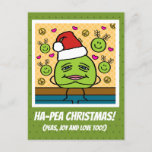 Cute Joy And Love Ha-Pea Christmas Holiday Postcard