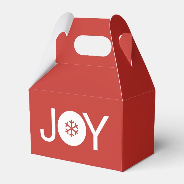 Cute Joy Christmas Red Favor Box (Front Side)