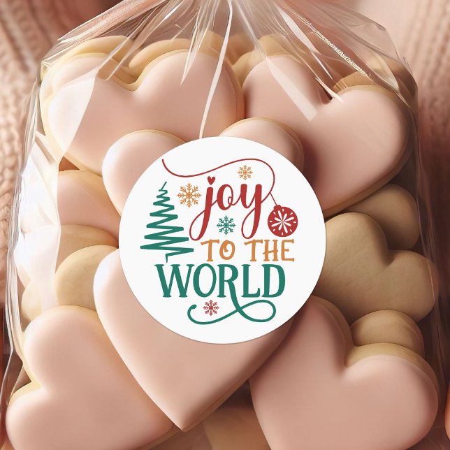 Cute 'Joy to the World' Christmas Classic Round Sticker (Creator Uploaded)