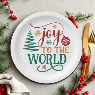 Cute 'Joy to the World' Christmas Paper Plates