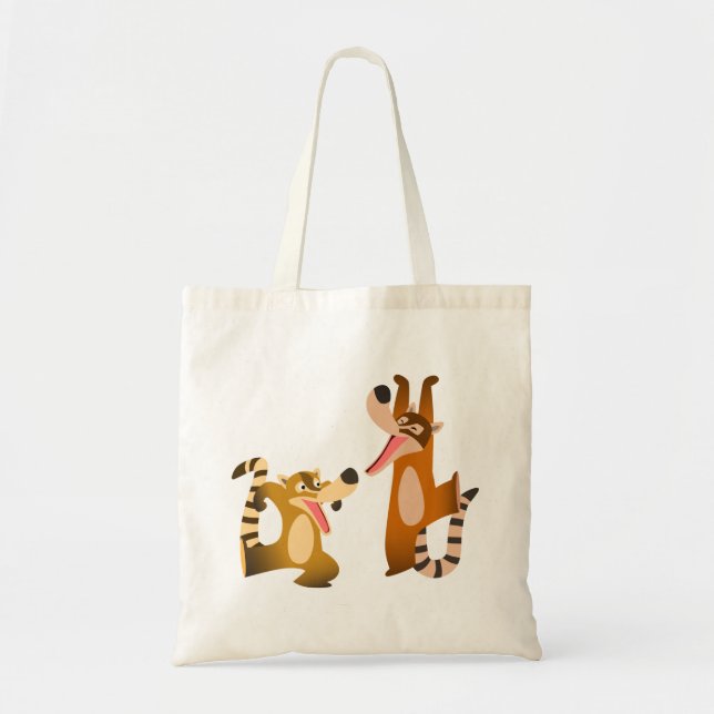 Cute Joyful Cartoon Coatimundis Tote Bag (Front)