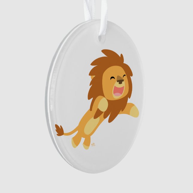 Cute Joyful Cartoon Lion Acrylic Ornament (Front)