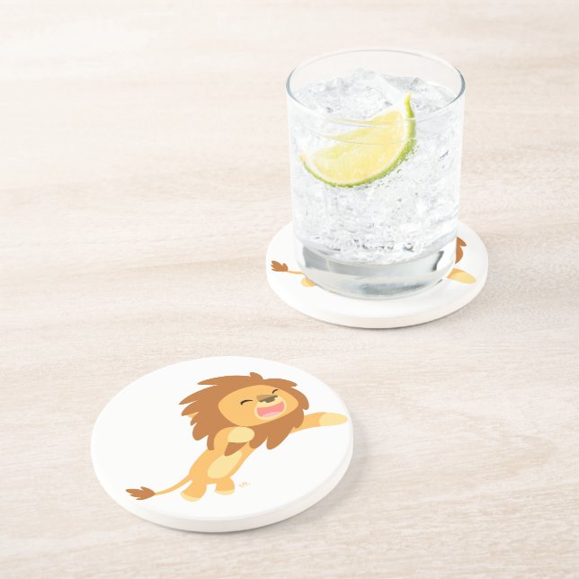 Cute Joyful Cartoon Lion Coaster (Side)