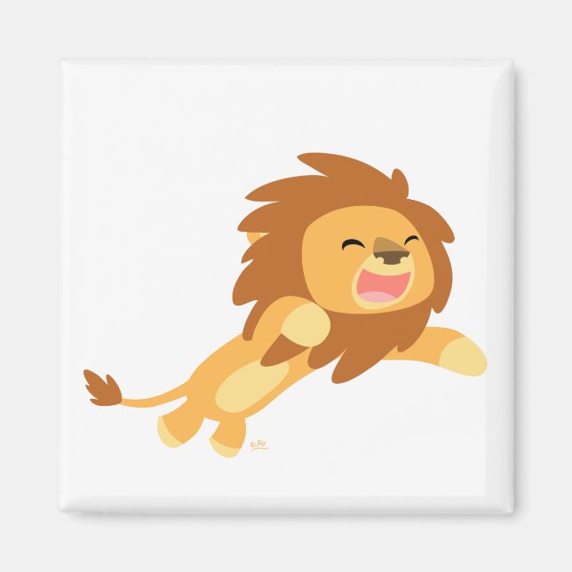 Cute Joyful Cartoon Lion Magnet (Front)