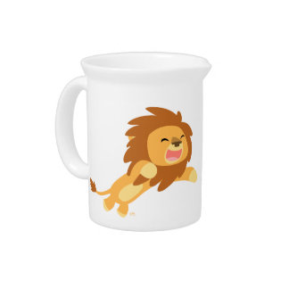 Cute Joyful Cartoon Lion Pitcher