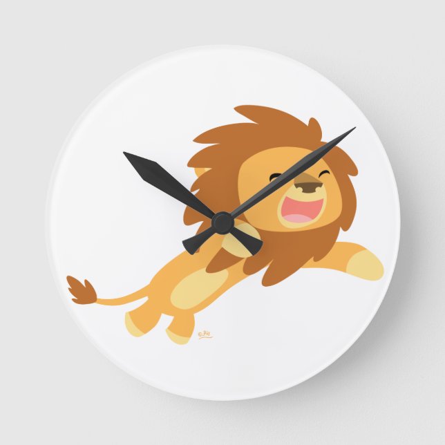 Cute Joyful Cartoon Lion Wall Clock (Front)