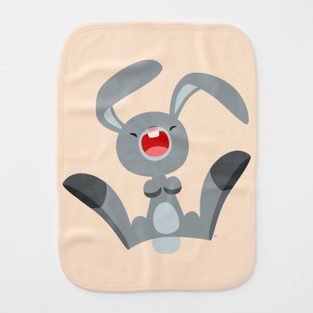 Cute Joyful Cartoon Rabbit Burp Cloth (Front)