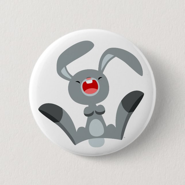 Cute Joyful Cartoon Rabbit Button Badge (Front)