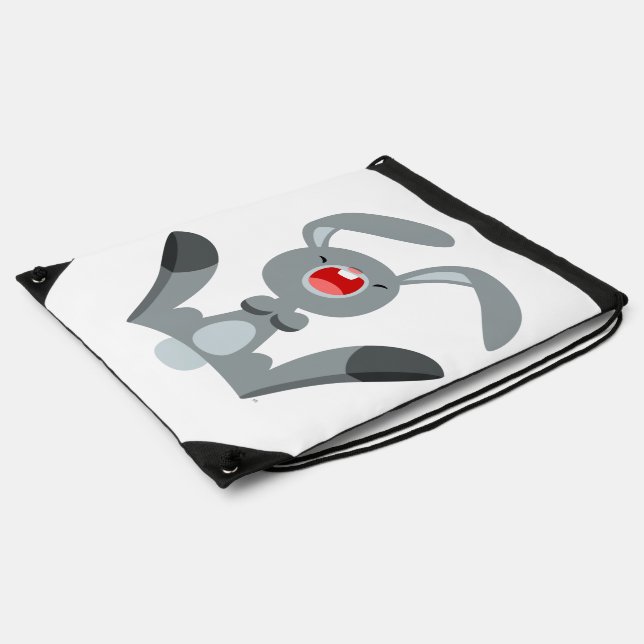 Cute Joyful Cartoon Rabbit Drawstring Backpack (Side)