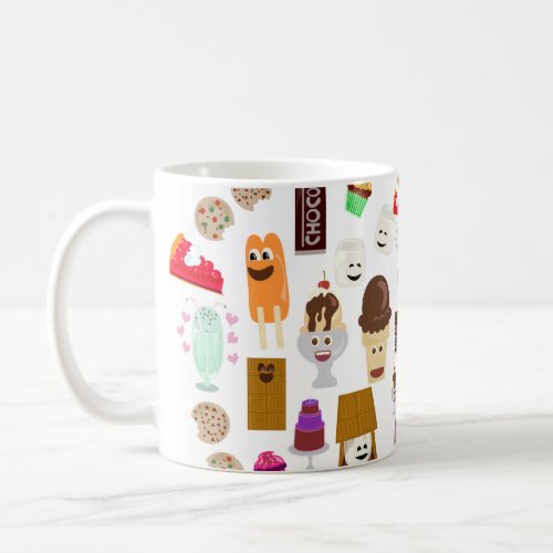 Cute Joyful Food Characters Cartoon Pattern Coffee Mug