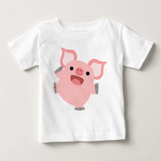 Cute Joyous Cartoon Pig Baby T-Shirt (Front)
