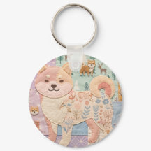 Cute Jpanese Shiba Inu Patchwork Floral Pattern