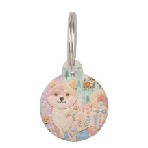 Cute Jpanese Shiba Inu Patchwork Floral Pattern