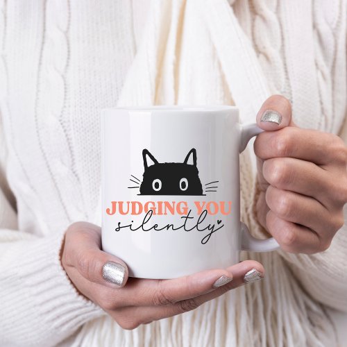 Cute Judging you Silently Cat Coffee Mug