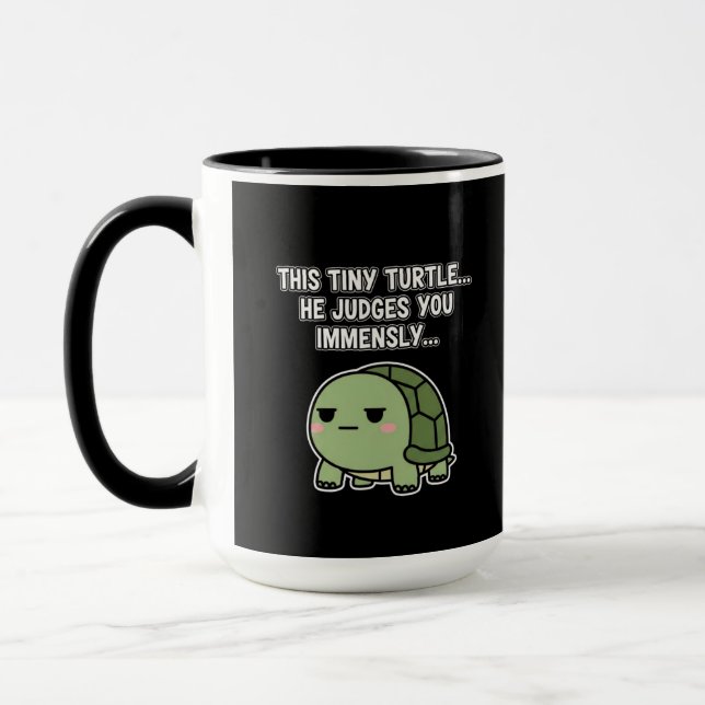 Cute Judgmental Turtle | Funny Minimalist Sarcasm Mug (Left)