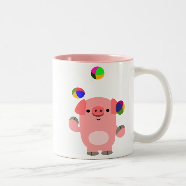 Cute Juggling Cartoon Pig Mug (Right)