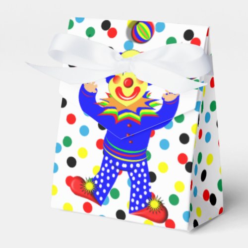 Cute Juggling Circus Clown on Polka Dot Favor Boxes