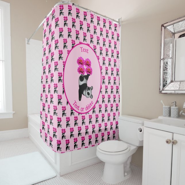 Cute Juggling Panda Bear Personalized Shower Curtain (In Situ)