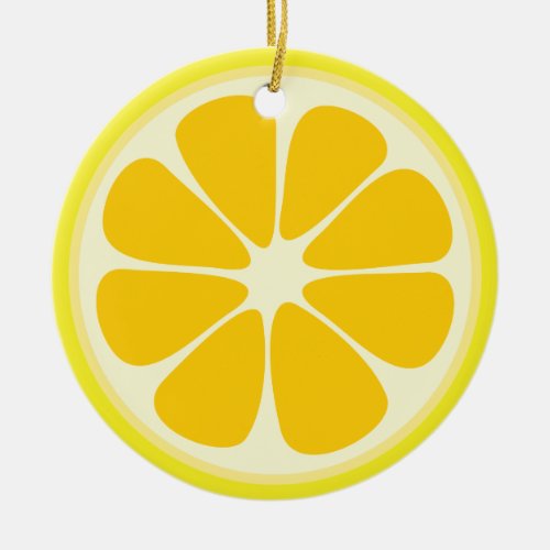 Cute Juicy Citrus Lemon Tropical Fruit Slice Ceramic Ornament