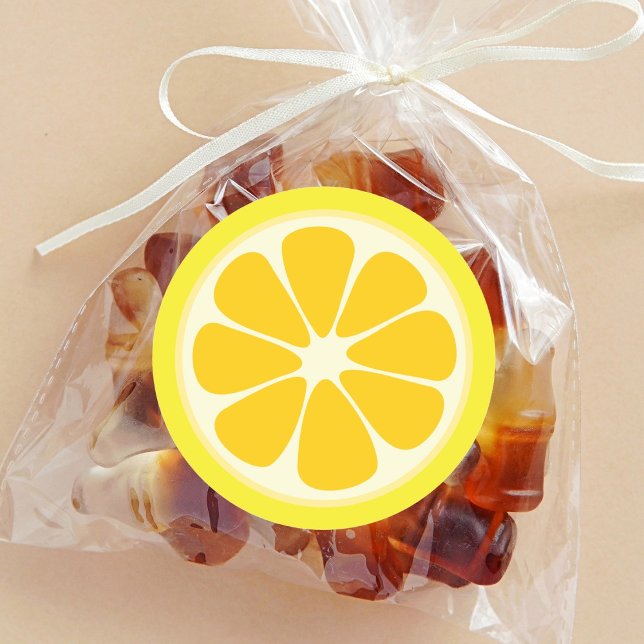 Cute Juicy Citrus Lemon Tropical Fruit Slice Classic Round Sticker (Creator Uploaded)