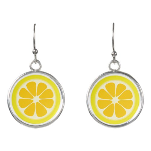 Cute Juicy Citrus Lemon Tropical Fruit Slice Earrings