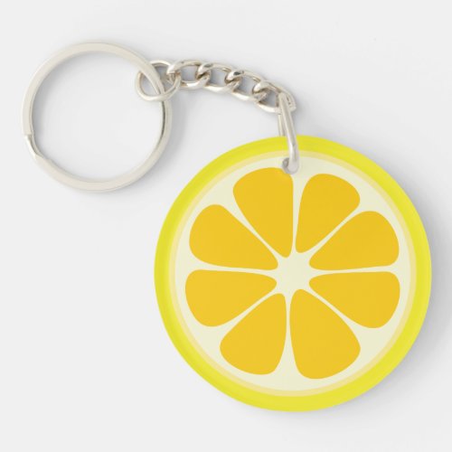 Cute Juicy Citrus Lemon Tropical Fruit Slice Keychain