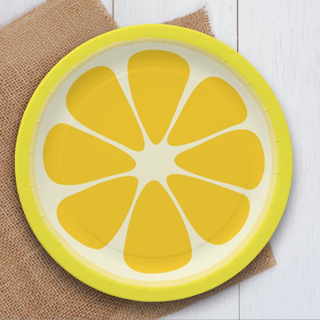 Cute Juicy Citrus Lemon Tropical Fruit Slice Paper Plates (Creator Uploaded)