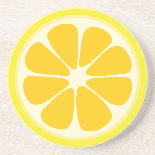 Cute Juicy Citrus Lemon Tropical Fruit Slice Sandstone Coaster