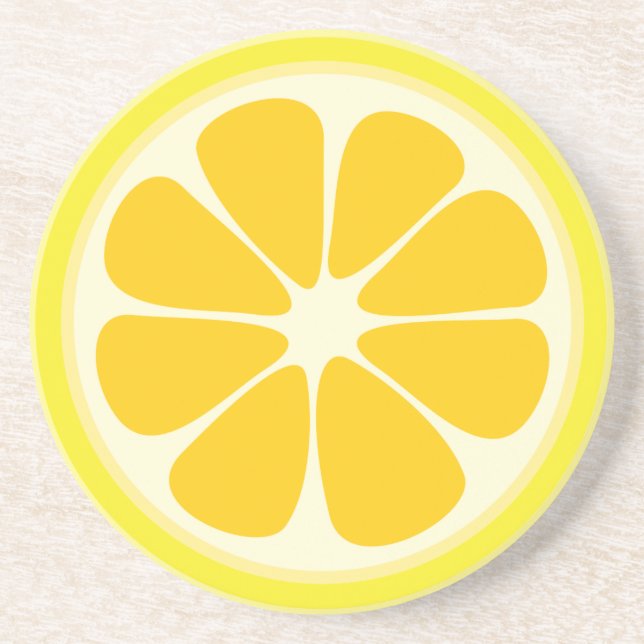 Cute Juicy Citrus Lemon Tropical Fruit Slice Sandstone Coaster (Front)