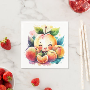 Cute Juicy Peach Birthday Napkins