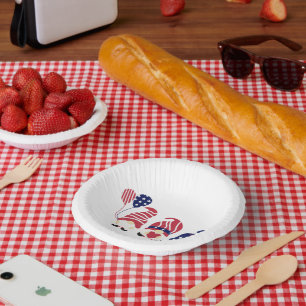 Cute July 4th Gnomes & Balloons Matching 7-in Paper Bowls