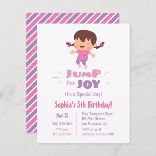 Cute Jump For Joy Girls Birthday Party Invitation