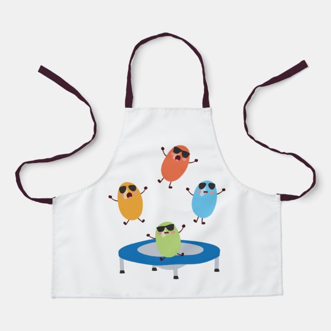 Cute Jumping Candy Beans Wearing Sunglasses Apron (Front)